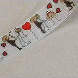 15mm Cartoon Bride & Groom Wedding Ribbon | The Crafty Animal UK