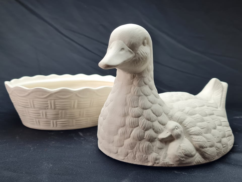 Ready to Paint Ceramic Duck Basket