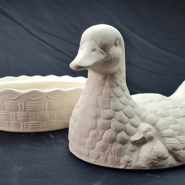 Ready to Paint Ceramic Duck Basket