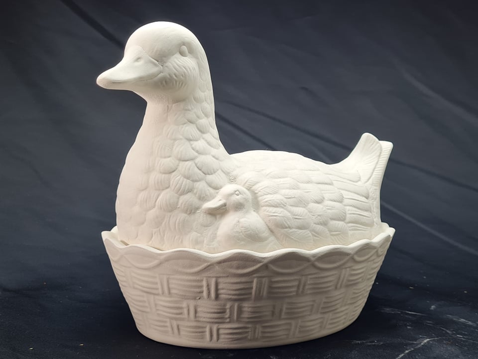 Ready to Paint Ceramic Duck Basket