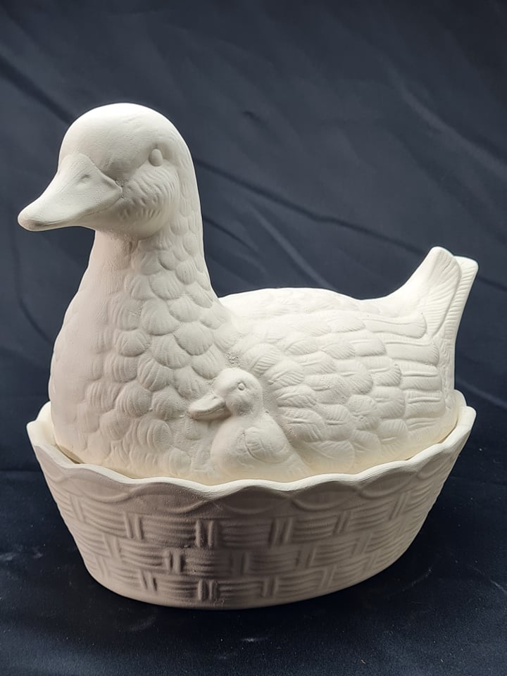 Ready to Paint Ceramic Duck Basket