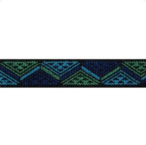 25mm Wide Blue and Green Zig Zag Textile Elastic