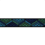 25mm Wide Blue and Green Zig Zag Textile Elastic