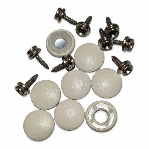 Cream Faux Leather Snap Buttons & Screws