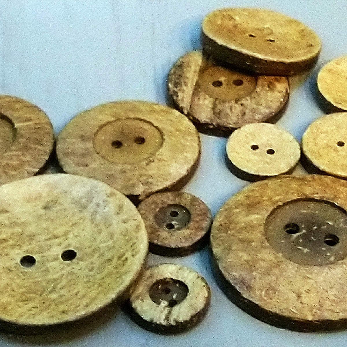 Coconut Shell Wooden 2 Hole Buttons, 51mm, 38mm, 34mm, 25mm, 20mm 18mm or 12mm