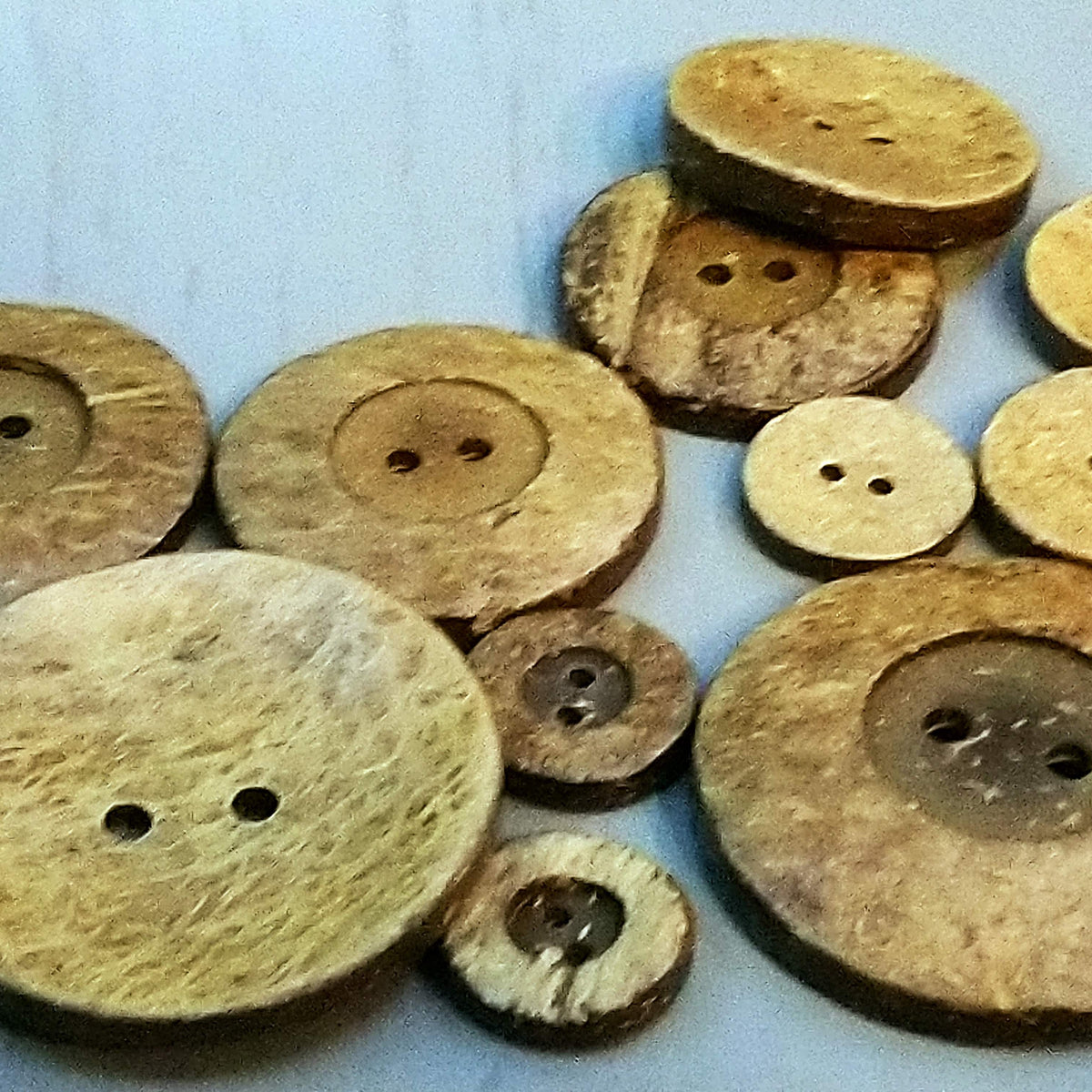 Coconut Shell Wooden 2 Hole Buttons, 51mm, 38mm, 34mm, 25mm, 20mm 18mm or 12mm