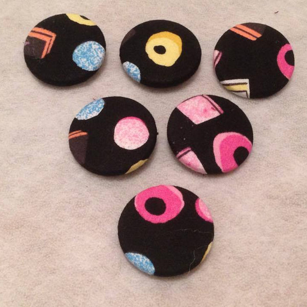 Liquorice Allsorts Patterned Fabric Buttons