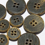 23mm or 15mm Eco Dark Brown Horn 4 Hole Buttons | The Crafty Animal UK