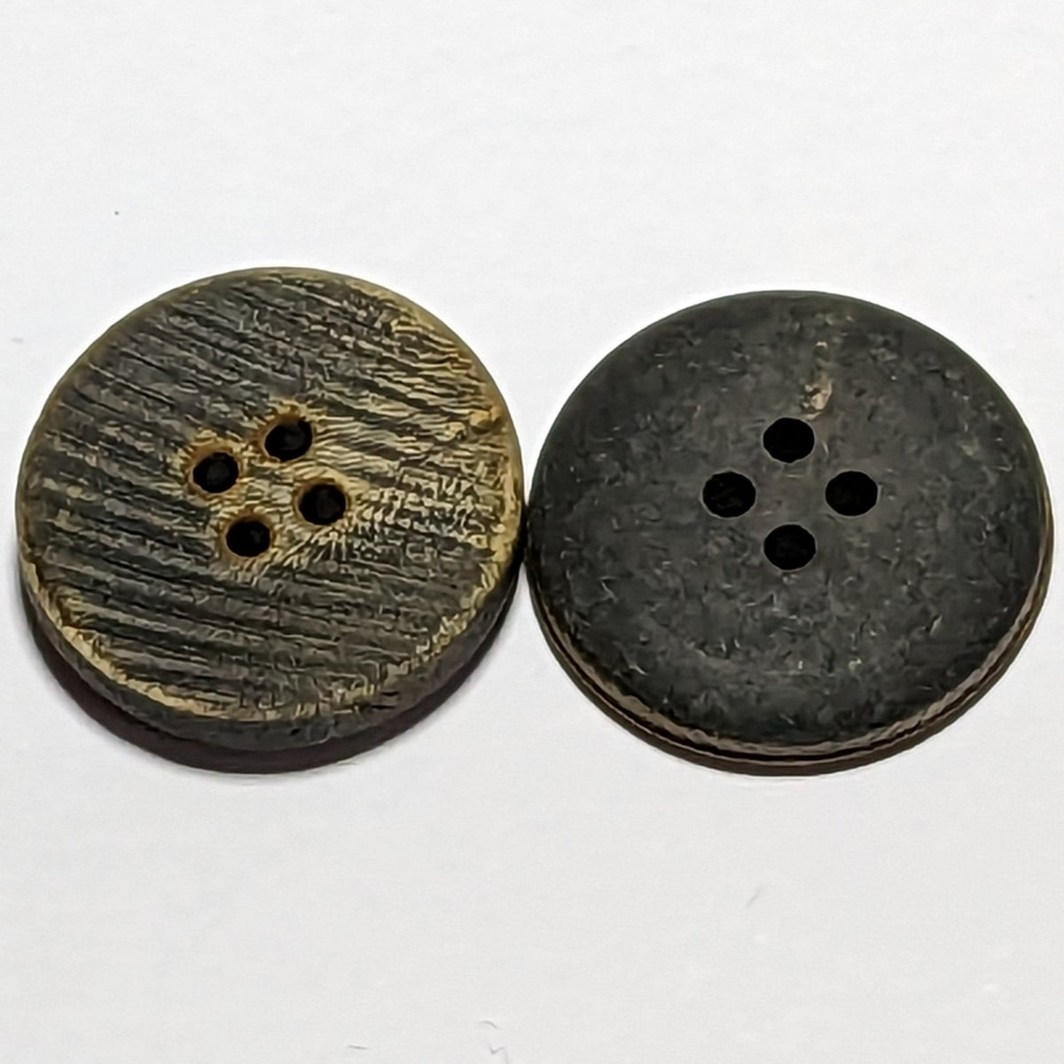 23mm or 15mm Eco Dark Brown Horn 4 Hole Buttons | The Crafty Animal UK