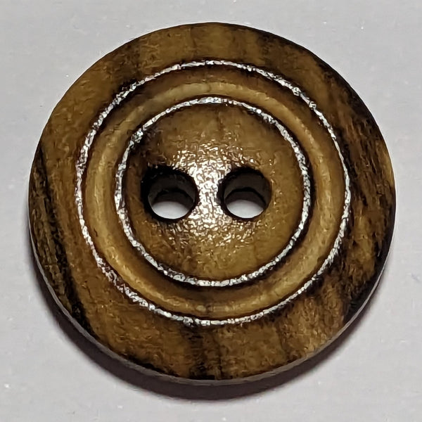 20mm Olive Wood Natural Burned 2 Hole Buttons | The Crafty Animal UK