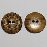 20mm Olive Wood Natural Burned 2 Hole Buttons | The Crafty Animal UK