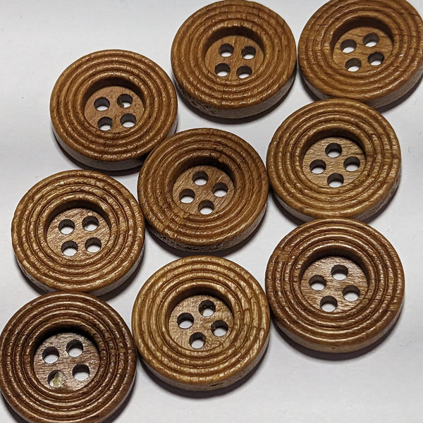 18mm Beech Wood 4 Hole Patterned Buttons | The Crafty Animal UK