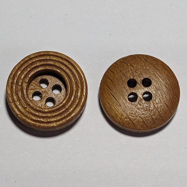 18mm Beech Wood 4 Hole Patterned Buttons - The Crafty Animal UK