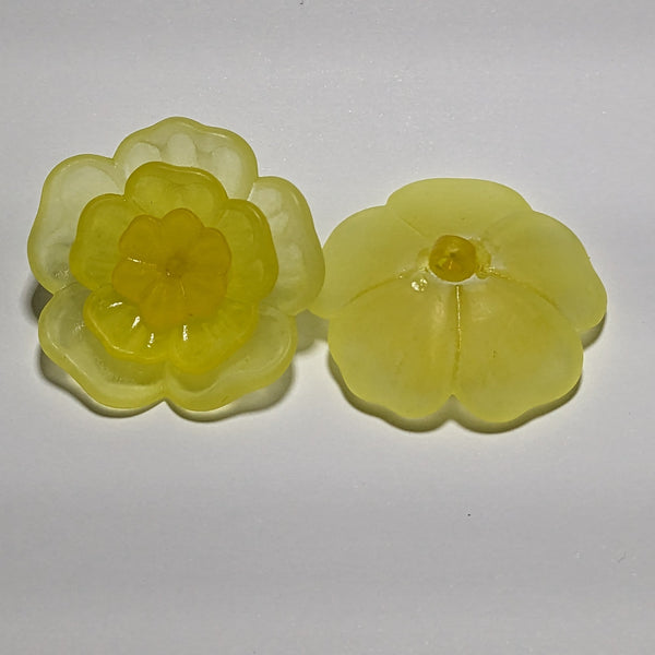 35mm Yellow Flower Plastic Shank Buttons