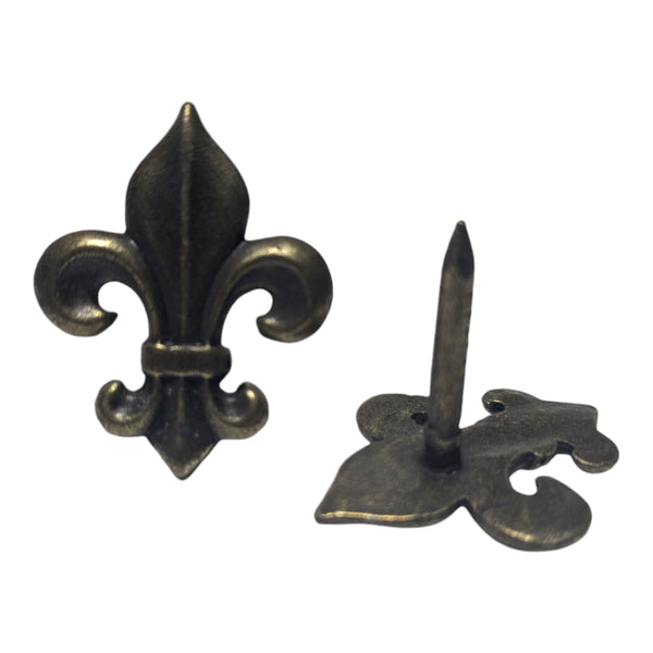 35mm x 27mm Fleur De Lis Brass Oxford Decorative Upholstery Nail