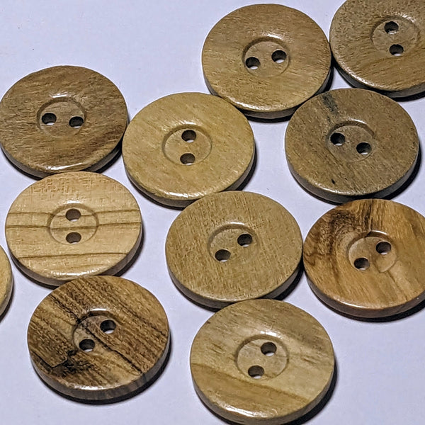 Round Natural Wooden 2 Hole Buttons 20mm or 25mm | The Crafty Animal UK