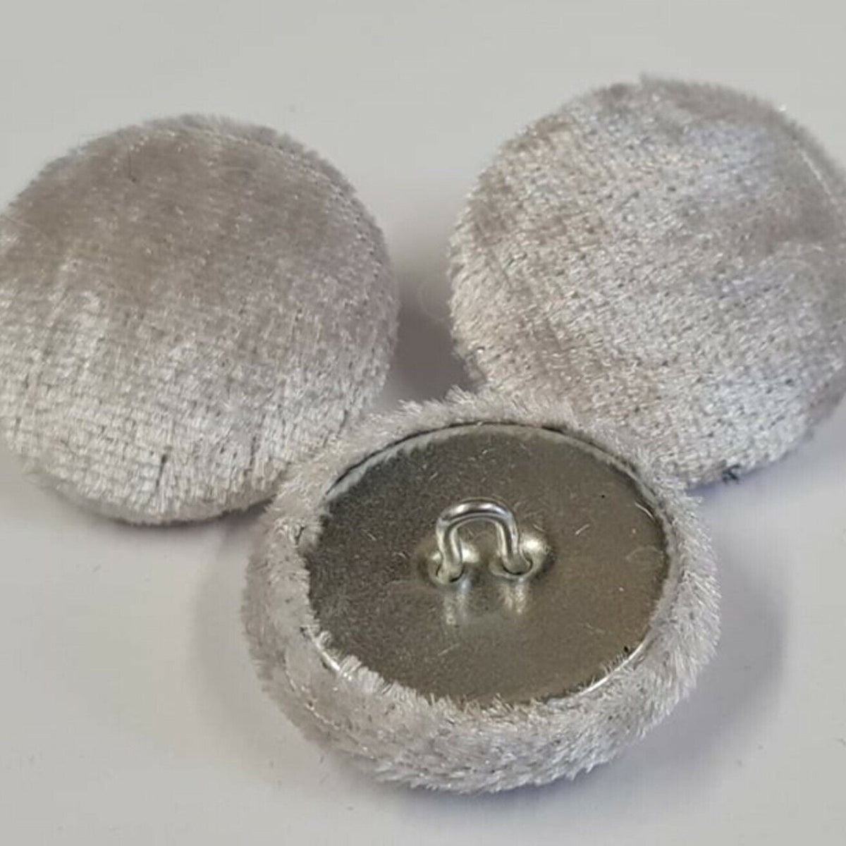 Silver Crushed Velvet Buttons - Choice of Sizes