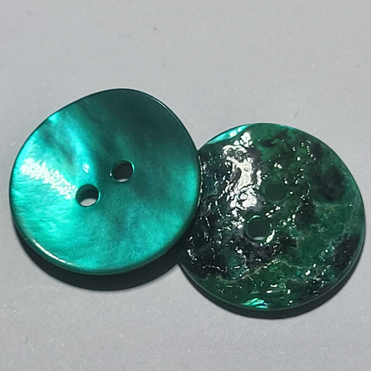 Turquoise Mother of Pearl Buttons Front and Back View