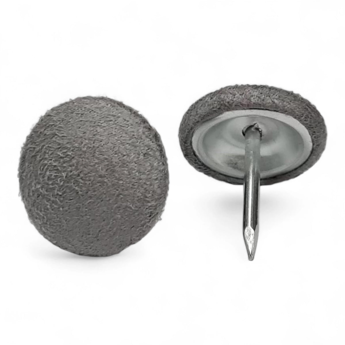 Grey Faux Suede Nail Back Upholstery Buttons