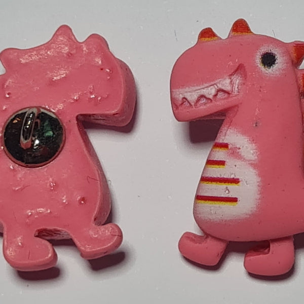 Dinosaur Shank Buttons in Bright Pink, Yellow, Green, Rose Pink or Blue | The Crafty Animal UK