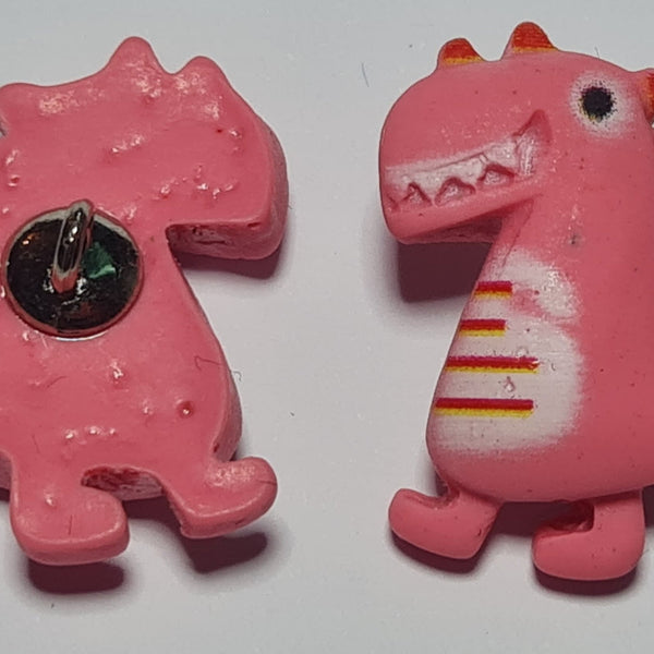 Dinosaur Shank Buttons in Bright Pink, Yellow, Green, Rose Pink or Blue | The Crafty Animal UK