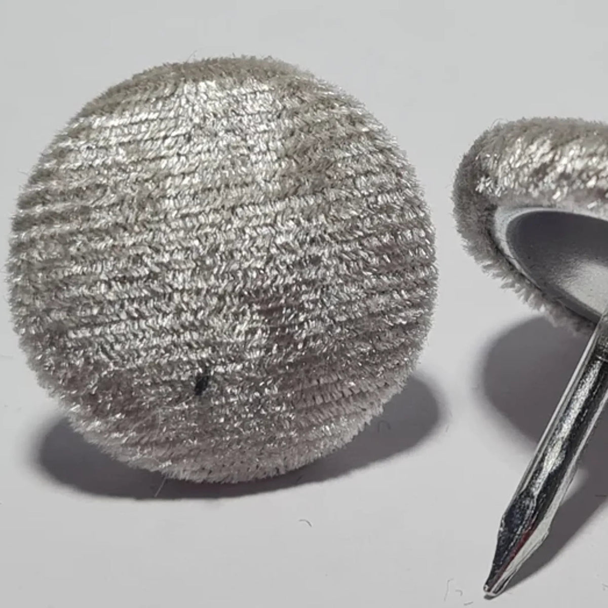 Silver Velvet Nail Back Buttons