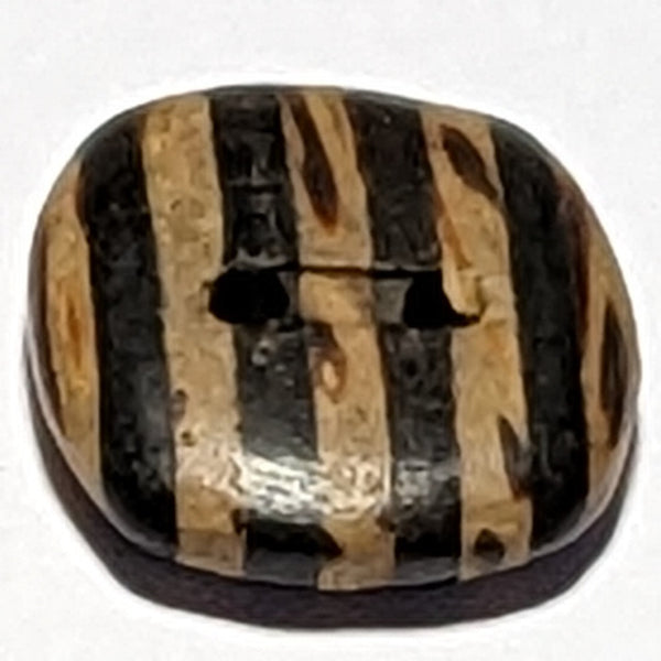 20mm Square Olive Wood 2 Hole Striped Button | The Crafty Animal UK