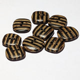 20mm Square Olive Wood 2 Hole Striped Button | The Crafty Animal UK